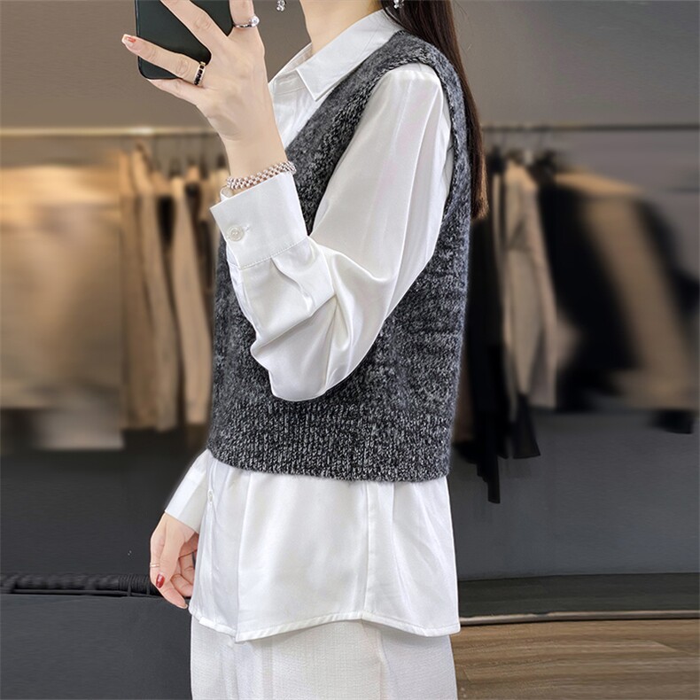 2024秋季新款亮片丝绒无袖马甲休闲百搭,女装马甲,美雪羊绒