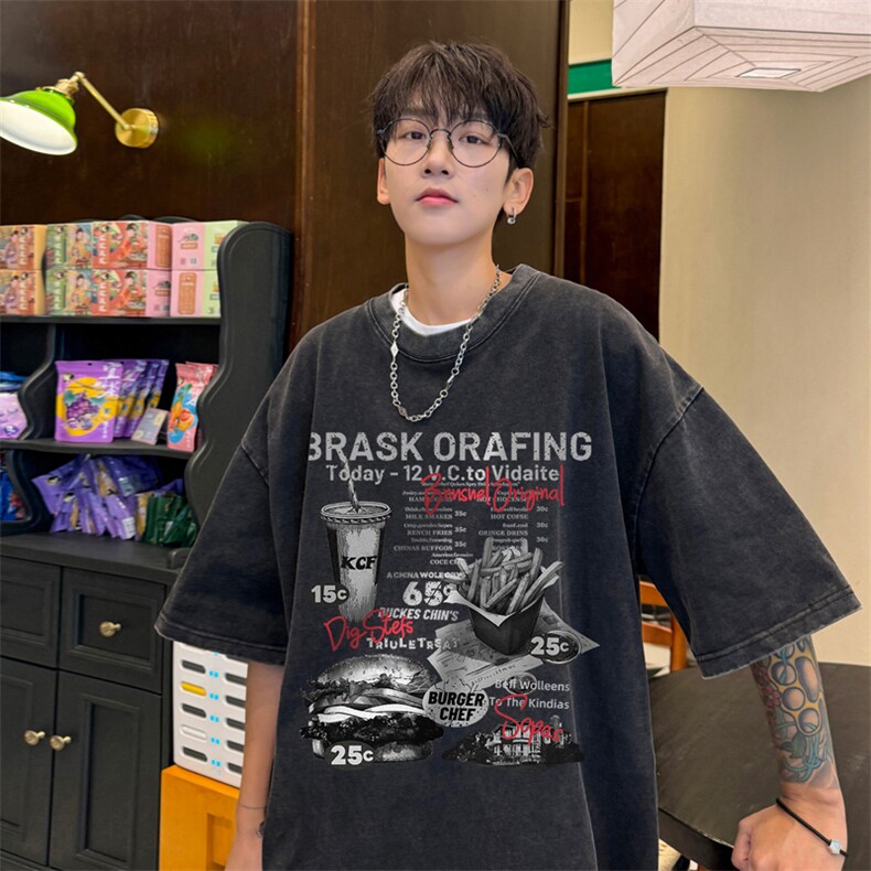 直播品质 240克重磅 水洗做旧短袖t恤男女 SDX235-特P 25 控48图片