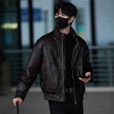 标50绒街拍皮羽绒服男士立领短款外套8529-P235(控券后318)，男装羽绒服，电商B338