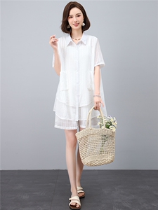 套装女2025年夏季新款时尚宽松中年妈妈大码短裤两件套图片