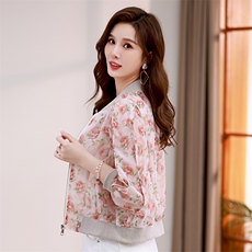 韩版欧货立领碎花短款防晒衣女夏季新款休闲百搭薄款宽松夹克开衫，女装防晒衣，梦芯尔