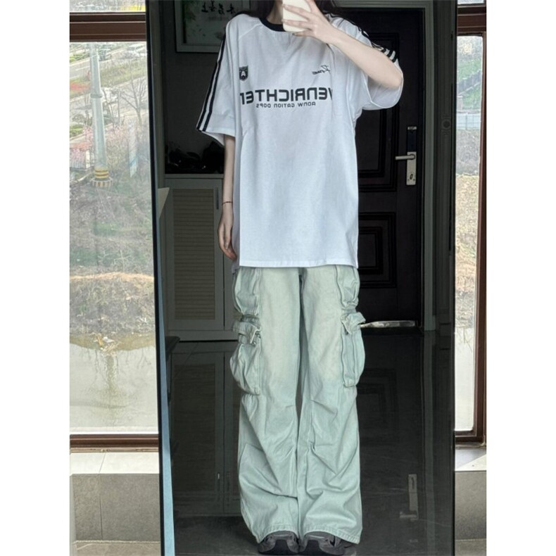 【有货】浅蓝色多口袋工装牛仔裤男款宽松美式裤子K8034LL-特P56,男装牛仔裤,星座1007（原301D）
