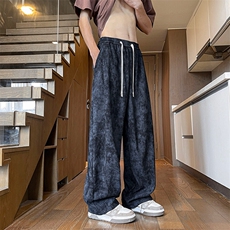 休闲裤男夏季新款港风宽松冰丝扎染阔腿裤CK2116-特P35，男装休闲裤，星座214-3