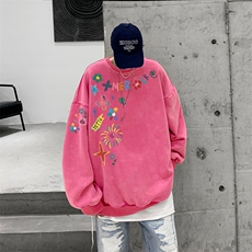 美式潮牌重磅水洗做旧圆领卫衣力推大码男XZ517A-BK5555-P58，男装卫衣，星座517A