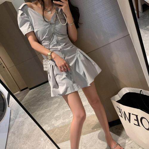 网纱拼接衬衫裙，女装衬衫，XTZ style