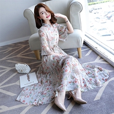 大喜自制｜浮世绘真丝系列-连衣裙｜100.%桑蚕丝波西米亚风连衣裙，女装连衣裙，木橙西子