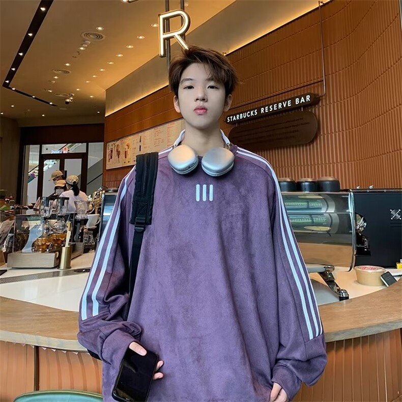 麂皮绒卫衣男潮ins港风潮流 GW45 P40图片