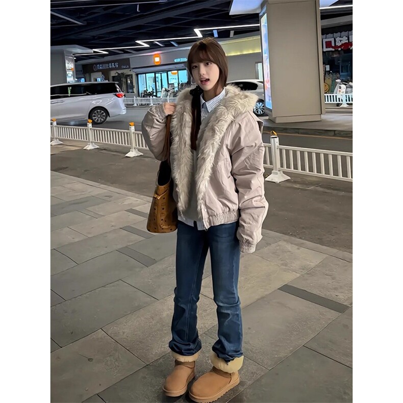 现货高品质美式高街冬季重磅硬挺短款座山雕毛领棉衣男女加厚外套,男装棉衣,电商A443