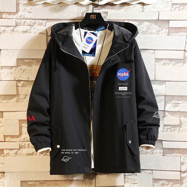 JK41243-P85  纯棉连帽夹克男士大码工装夹克男NASA  砖墙图片
