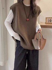 2025年秋季新款百搭女士圆领宽松马甲图片