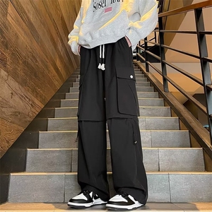 潮牌美式工装直筒休闲裤男裤子青少年学生阔腿长裤痞帅MK673-p36图片