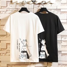 2021夏季新日系大码男白砖墙卡通印花T恤短袖T1005-P25图案已注册图片