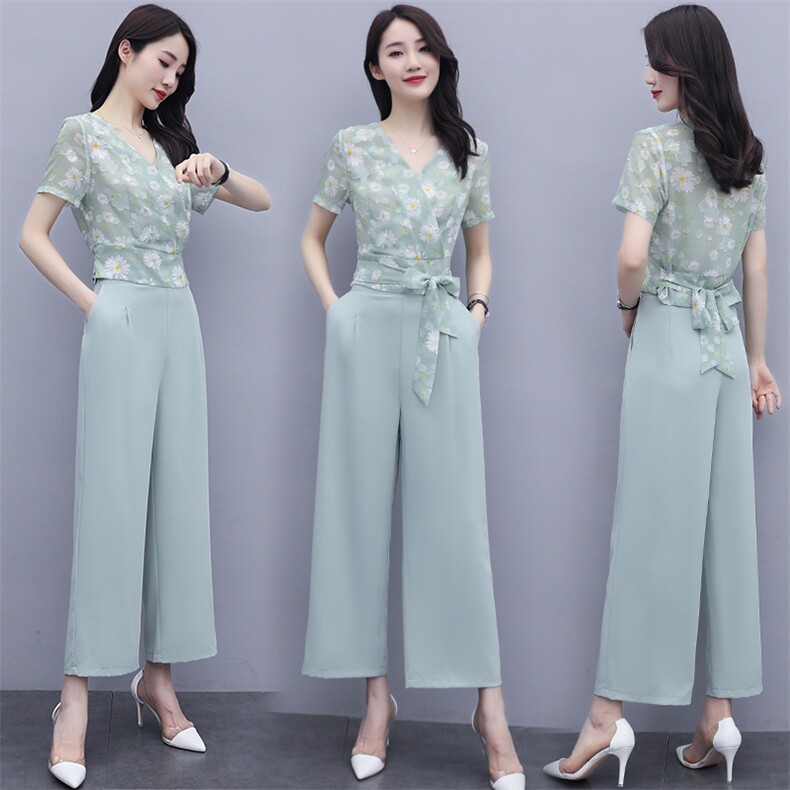 2021年夏季时尚直筒裤瘦身显瘦洋气大牌两件套,女装套装/套裙,丽美静依