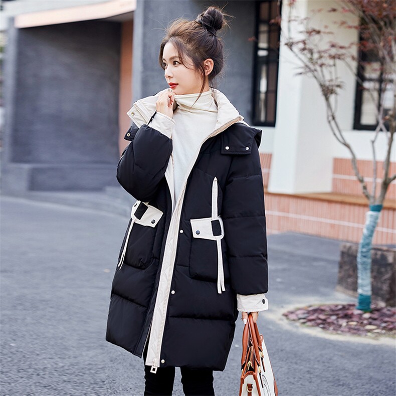绿色羽绒棉服女冬2023年新款棉衣中长款欧货加厚时尚宽松棉袄外套,女装棉衣/棉服,牡丹诺
