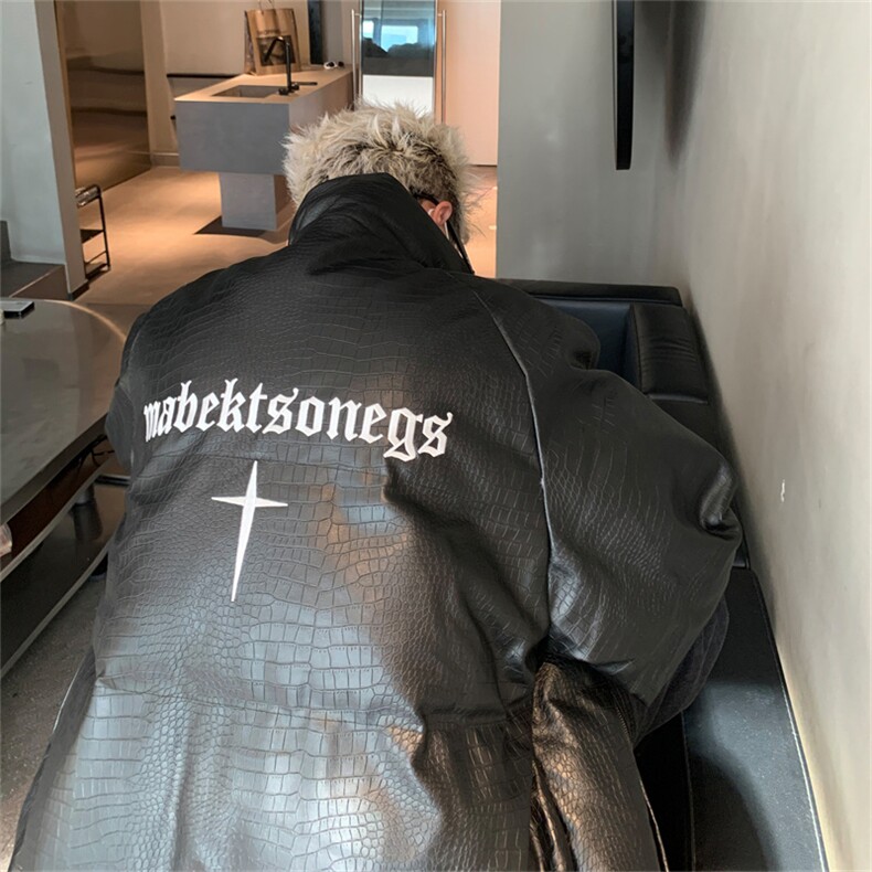 B359-MY2311特P115限价158鳄鱼皮刺绣立领男女款新品羽绒棉服外套，男装棉衣，电商B359