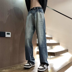 宽松美式复古渐变牛仔裤男潮牌高街直筒薄款裤子秋季N8005-P50图片