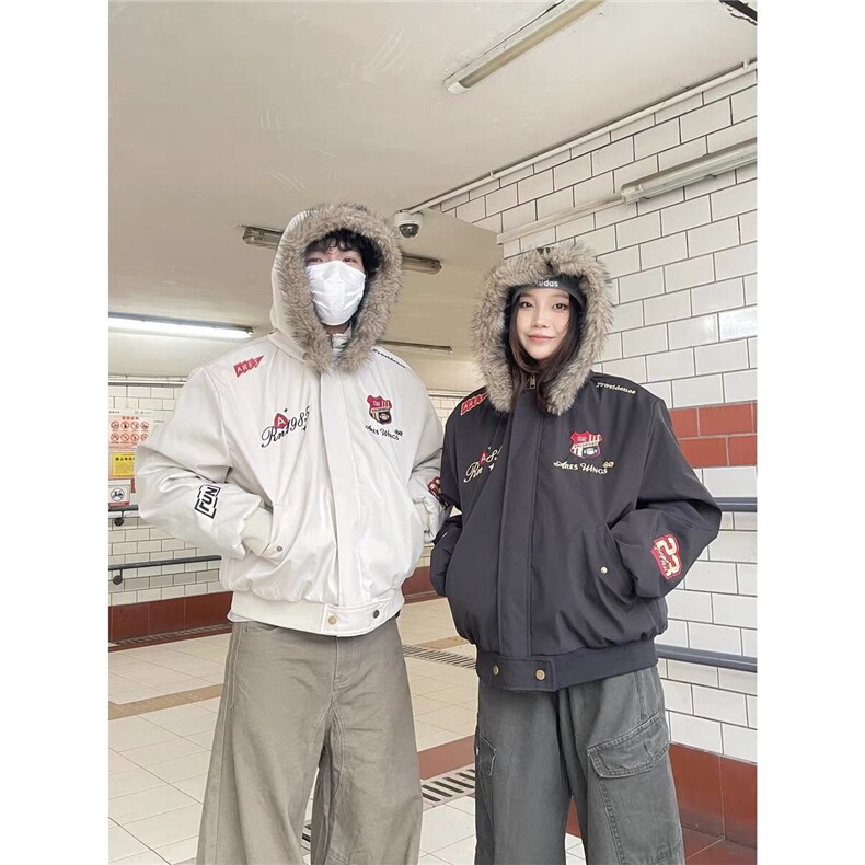 现货DMF502-特批80冬季潮牌潮流学院风毛领连帽派克服外,男装卫衣,星座603-2