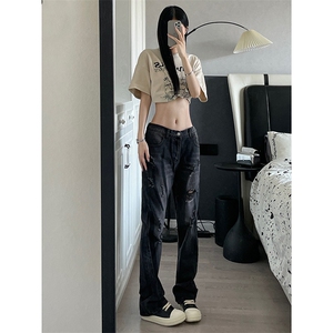 B221 美式ins高街小众个性男女破洞牛仔裤 LK23001-P65 控88图片