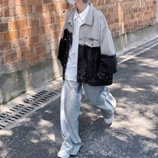 男秋季外套潮牌街头宽松版扎染牛仔夹克GN02P65，男装夹克，星座1116-2
