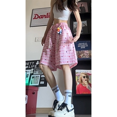 格子撞色拼接休闲短裤男夏季潮牌轻薄速干宽松情侣款沙滩五分裤子，男装牛仔裤，电商B335