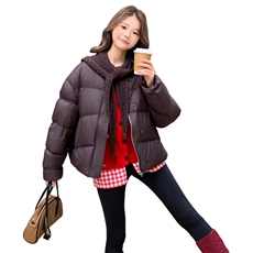 新款2025冬季小个子罗口帽子羽绒服外套2C230-8827-P265-K388，女装羽绒服，2C230