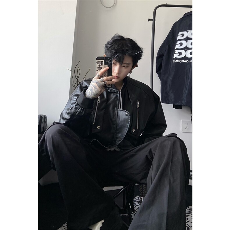 档口图现货PU皮夹克多拉链设计感假两件皮外套DY2317-特P80,男装夹克,星座1213