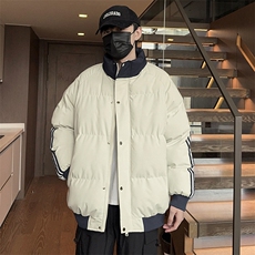 新款宽松棉衣男士立领加厚保暖防寒冬装外套三条杠棉服6667-P60，男装棉衣，星座1403A