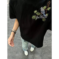 M440-P35美式原创潮牌刺绣罗汉松宽松设计感短袖t恤男女，男装T恤，星座617A-1（原B318A）