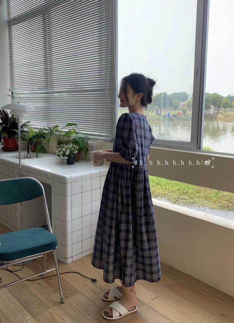 夏款.格子连衣裙，女装连衣裙，hh(4F)