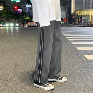 K404-P45秋季新款休闲裤男士大码阔腿裤垂感直筒裤子宽松时尚潮流图片