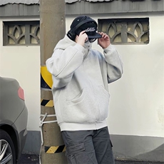 抖音得物高品质26春装美式高街重磅宽松结构高领连帽卫衣外套W60，女装短外套，电商A486