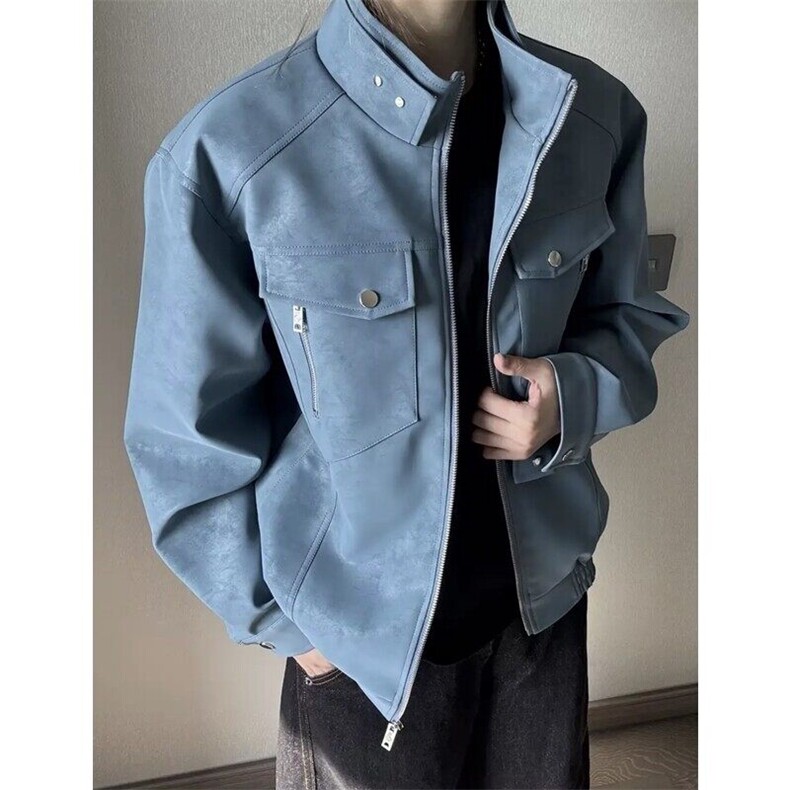 网图慎用春秋款皮夹克情侣休闲外套JK306-1P65，男装夹克，星座1904A