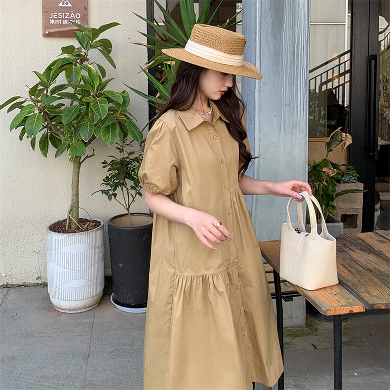 《现货新品》翻领宽松舒服衬衫连衣裙,女装连衣裙,MQ