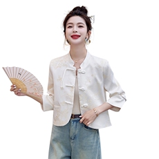新中式国风外套女短款2025春秋新款百搭小香风夹克显瘦小个子上衣，女装短外套，以桐