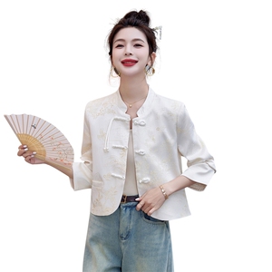 新中式国风外套女短款2025春秋新款百搭小香风夹克显瘦小个子上衣图片
