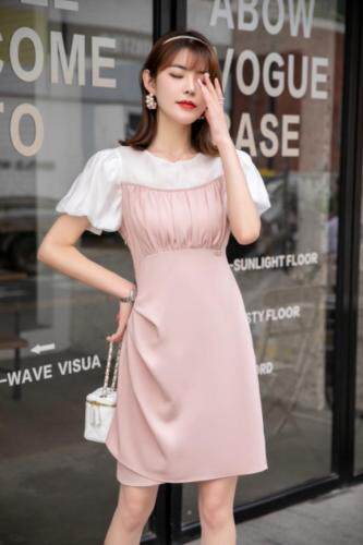 雪纺麻料连衣裙，女装连衣裙，艾美欧歌