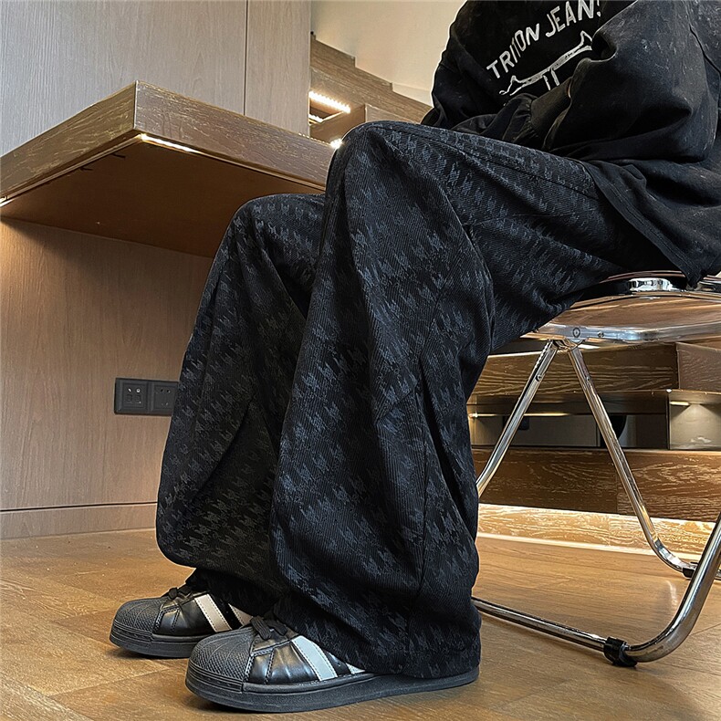 K5073/P40新款秋装休闲裤男士宽松大码工装长裤子潮设计感直筒裤,男装休闲裤,电商A141
