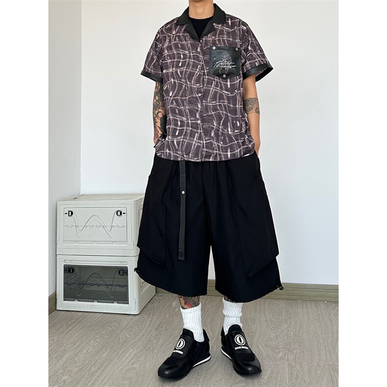 港风七分裤多口袋休闲裤短裤工装裤A014-DY25265-P50控68,男装牛仔裤,电商A014