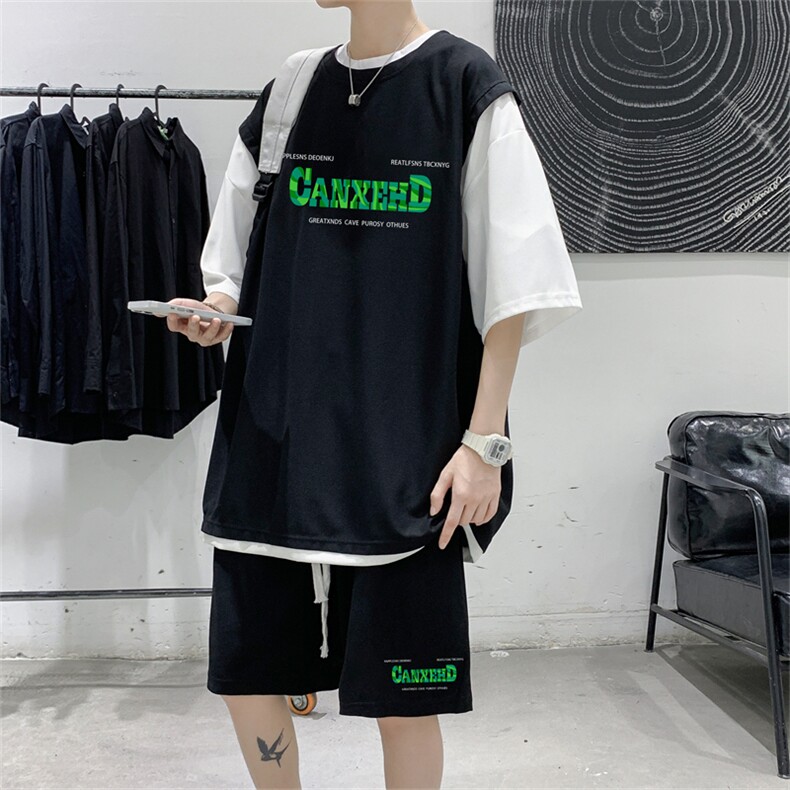 数据款冰丝华夫格套装潮流休闲短袖短裤两件套FTZ3055-P55控78,男装牛仔裤,电商B370