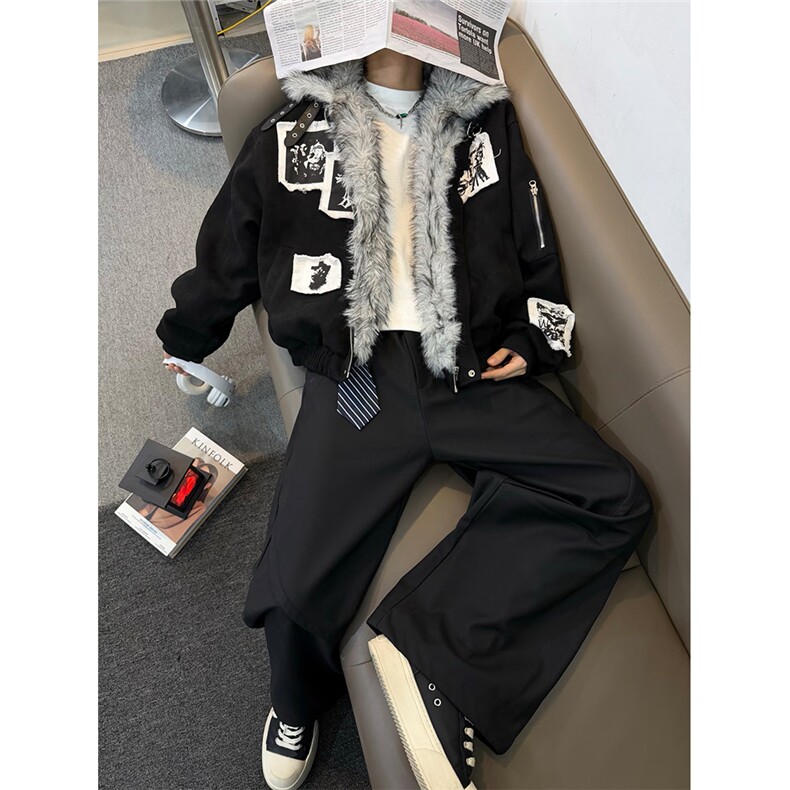 网图 美潮贴布绣座山雕棉服外套 W1952/特P115图片