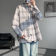 现货CS1122-特批48控88活力格子衬衫男女宽松潮流长袖衬衣，男装衬衫，电商A059