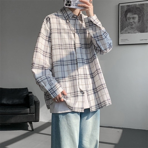 现货 CS1122-特批48 控88 活力格子衬衫男女宽松潮流长袖衬衣图片