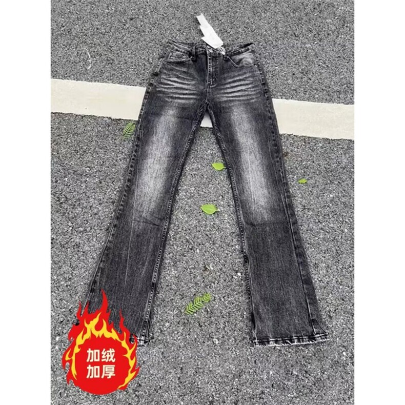 美式复古闪电裂纹牛仔裤加绒加厚直筒裤拖地阔腿裤K8002-P52网图,男装牛仔裤,电商B245