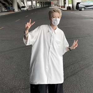 衬衫男短袖韩版潮流痞子帅文艺2023夏季新款ins宽松外套CY342-P29,矮胖MM夏季穿搭女高级图片
