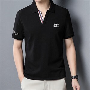 T恤男士短袖2023夏季新款男时尚简约Polo打底衫中年舒适男装上衣图片