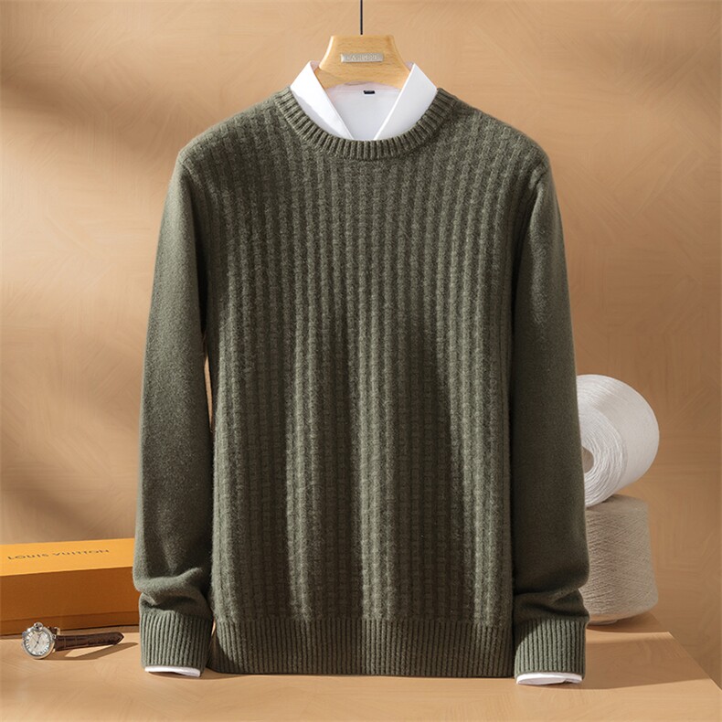 2025年秋季新款百搭男士小山羊绒9针加密前面正反针款，男装羊绒套衫，九爵羊绒