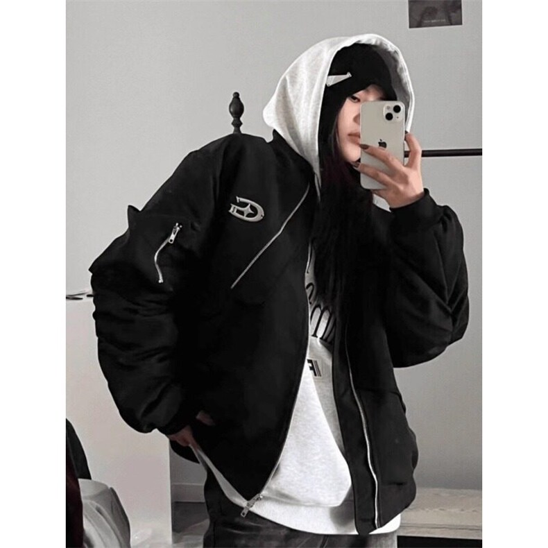 美式街头风小众设计感拉链棒球服外套春秋复古款飞行夹克oversize,男装夹克,星座506A