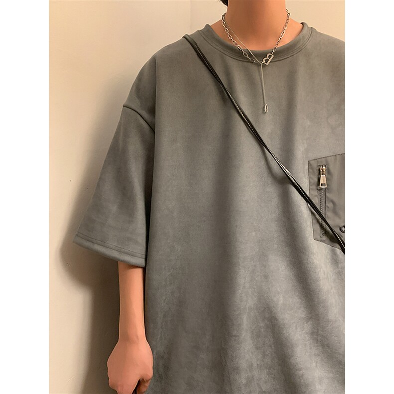 麂皮绒短袖男T恤小众日系复古美式港风设计感1016-1T145P38K55,男装T恤,星座1016-1（原电商B408-1）