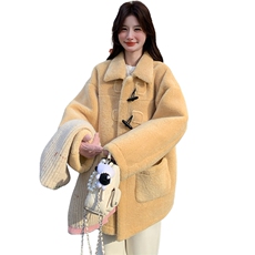 皮毛一体冬季加厚外套女2024冬新款上衣高端宽松小香风韩系羊羔毛，女装毛呢外套，2C113
