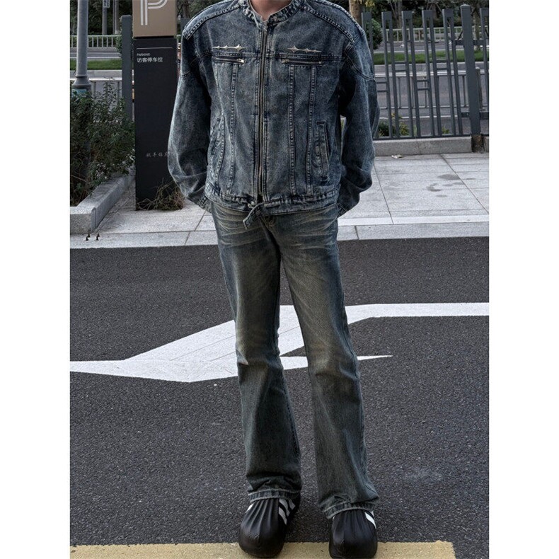 【有货】JK10CC-特P78美式高街短款牛仔外套男高级感垫肩夹克,男装夹克,星座1007（原301D）